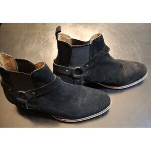 Topman Men's Sz 10 Black Suede Jodphur Boots Made In Portugal  Pull On O-Ring